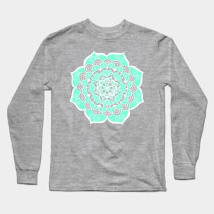 Pastel Green and Grey Mandala Long Sleeve T-Shirt